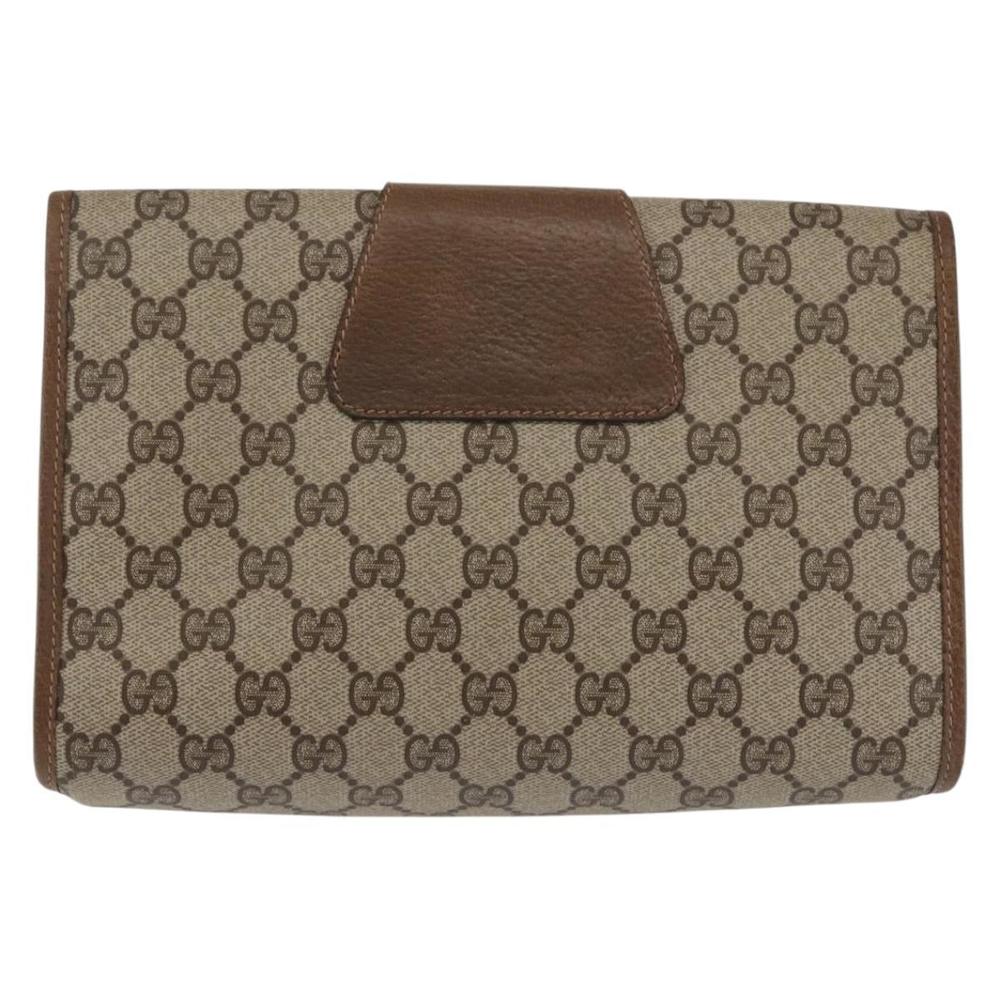GUCCI GG Supreme Web Sherry Line Clutch Bag PVC Beige Red 89 01 030 Auth bs29490 - Picture 2 of 16